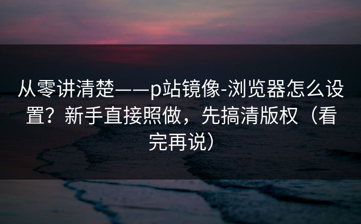 从零讲清楚——p站镜像-浏览器怎么设置？新手直接照做，先搞清版权（看完再说）