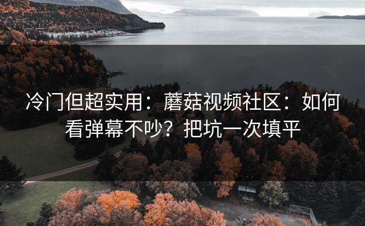 冷门但超实用：蘑菇视频社区：如何看弹幕不吵？把坑一次填平
