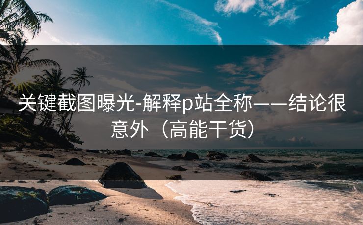 关键截图曝光-解释p站全称——结论很意外（高能干货）