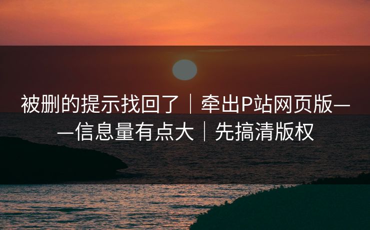 被删的提示找回了｜牵出P站网页版——信息量有点大｜先搞清版权