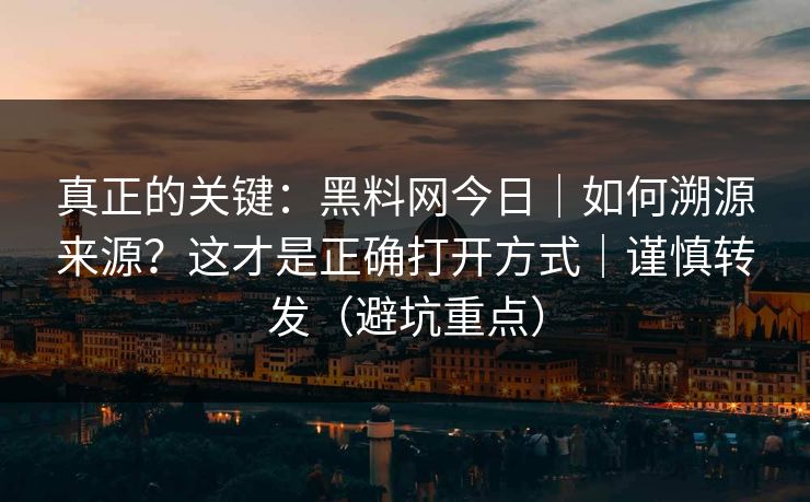 真正的关键：黑料网今日｜如何溯源来源？这才是正确打开方式｜谨慎转发（避坑重点）