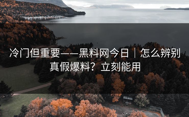 冷门但重要——黑料网今日｜怎么辨别真假爆料？立刻能用