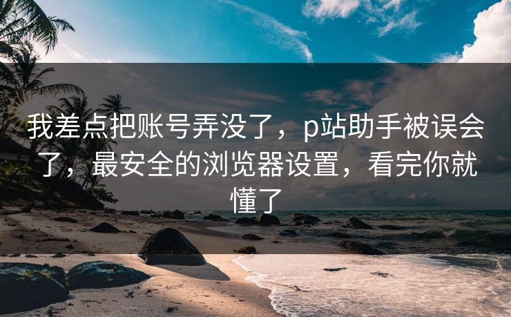 我差点把账号弄没了，p站助手被误会了，最安全的浏览器设置，看完你就懂了