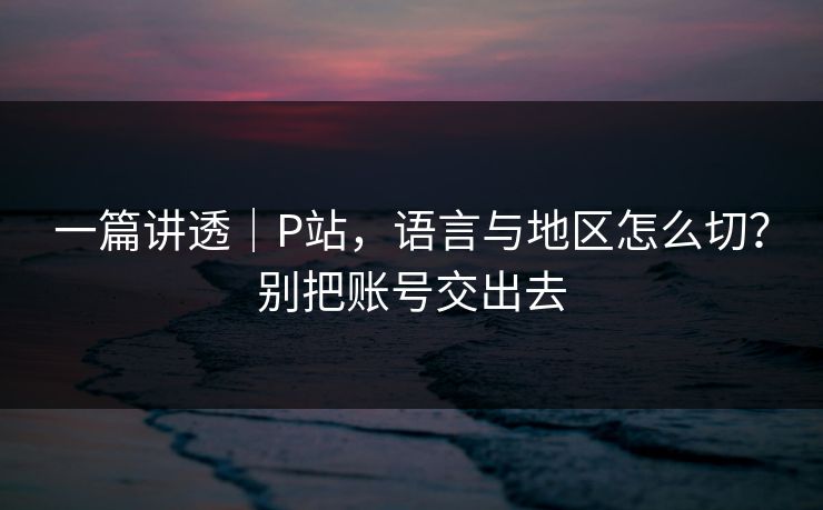 一篇讲透｜P站，语言与地区怎么切？别把账号交出去