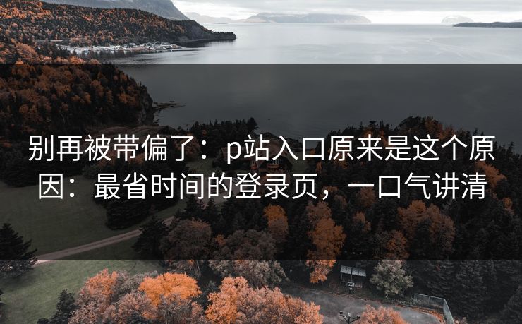 别再被带偏了：p站入口原来是这个原因：最省时间的登录页，一口气讲清