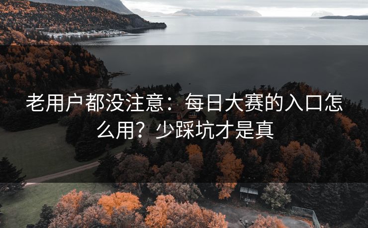 老用户都没注意：每日大赛的入口怎么用？少踩坑才是真